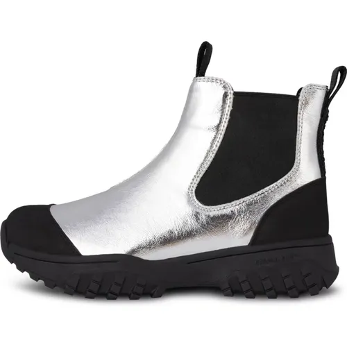 Metallischer Wasserdichter Stiefel mit Fischleder Details , Damen, Größe: 37 EU - Woden - Modalova