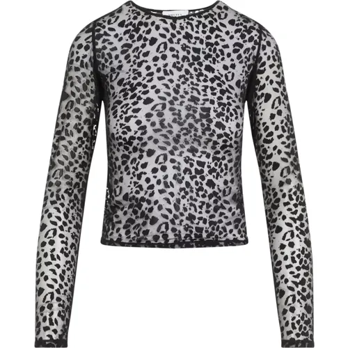 Schwarzes Leoparden Devore Top - alexander mcqueen - Modalova