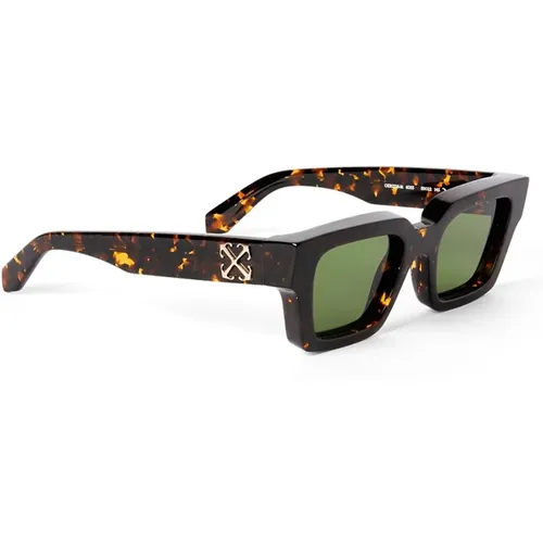 Sunglasses, unisex, , Size: 50 MM Virgil Sunglasses in Havana/Green - Off White - Modalova