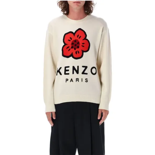 Ecru Flower Jumper Strickwaren Aw24 , Herren, Größe: M - Kenzo - Modalova