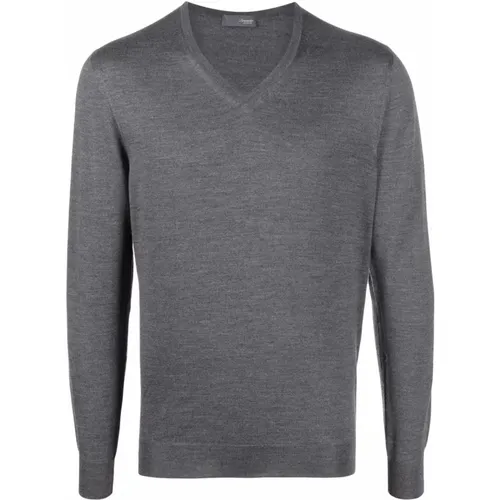 V-neck Knitwear, male, , Size: XL Grey Sweaters for Men - Drumohr - Modalova