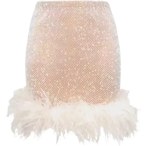 Short Skirts, female, , Size: M/L Mesh Mini Skirt with Feathers - Santa Brands - Modalova