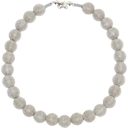 Metallic Ball Necklace with Rhinestones , female, Sizes: ONE SIZE - Max Mara Weekend - Modalova