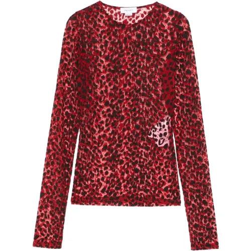 Leopard Print Crew Neck T-shirt , Damen, Größe: S - alexander mcqueen - Modalova