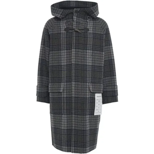 Glencheck Wool Blend Coat Toggle Closure , male, Sizes: M, XL, L - Amaránto - Modalova