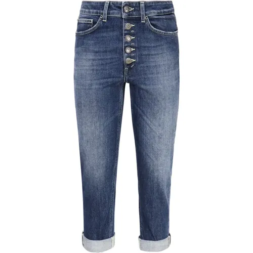 Denim Baumwolljeans Knopfverschluss Taschen , Damen, Größe: W28 - Dondup - Modalova