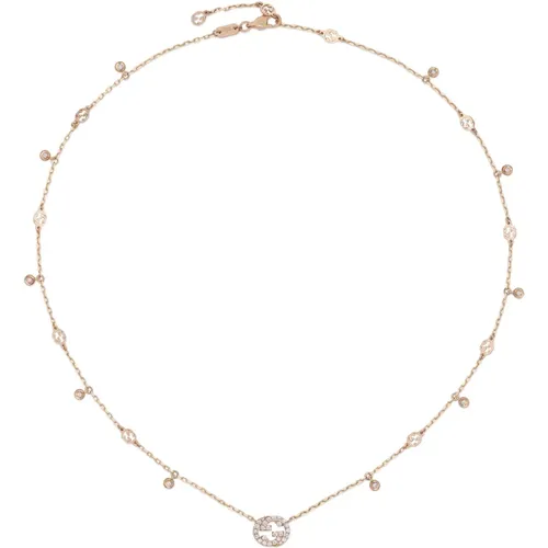 Necklaces, female, , Size: ONE SIZE 18kt Pink Gold and Diamond Necklace - Gucci - Modalova