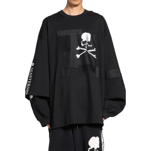 Skull Patchwork Oversized T-Shirt , male, Sizes: XL, L - Mastermind World - Modalova