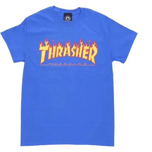 T-Shirts, male, , Size: XL Flame Tee Royal T-Shirt - Thrasher - Modalova