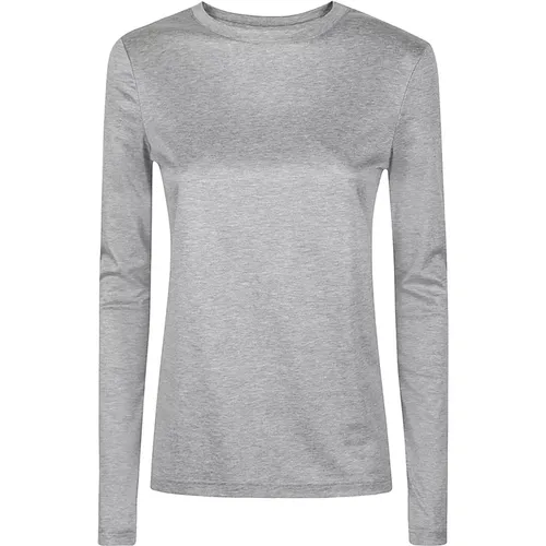 Long Sleeve Round Neck Tencel Cotton T-Shirt , female, Sizes: S, M, L, XS - Eleventy - Modalova