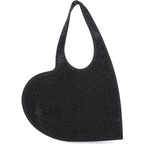Schwarze Baumwollmischung Handtasche mit Strassdetails - Coperni - Modalova