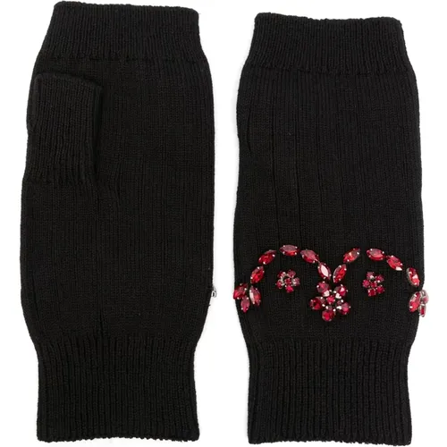 Knitted Mittens with Scallop Embellishment , female, Sizes: ONE SIZE - Simone Rocha - Modalova