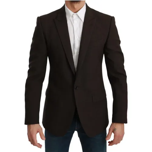 Blazers, male, , Size: M Slim Fit Coat Jacket Martini Blazer - Dolce & Gabbana - Modalova