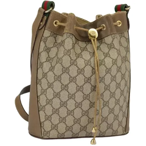 Pre-owned Bucket Bags, female, , Size: ONE SIZE Pre-owned Canvas shoulder-bags - Gucci Vintage - Modalova