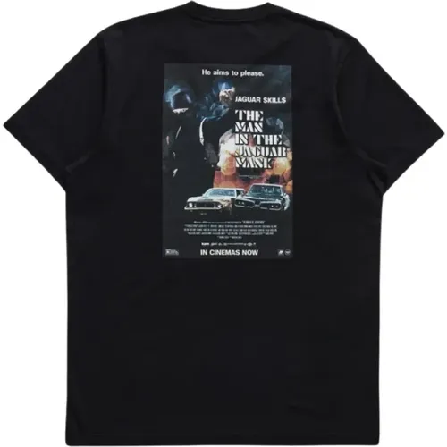 Schwarzes Grafik-T-Shirt mit Jaguar Mask Artwork , Herren, Größe: XS - Maharishi - Modalova
