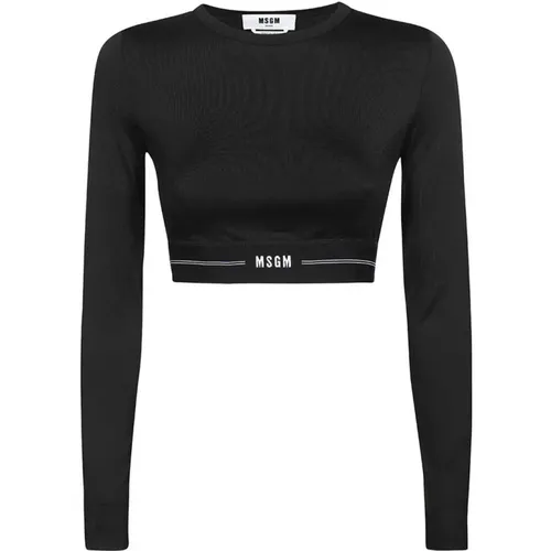 Crop Top mit Kontrastierendem Logo , Damen, Größe: L - MSGM - Modalova