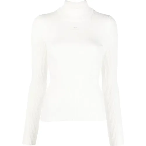 Weißer Gerippter Rollkragenpullover,Schickes Top - Courrèges - Modalova