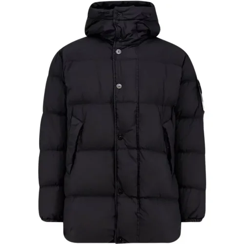 Winter Jackets, male, , Size: M Hooded Down Jacket for Men - Stone Island - Modalova
