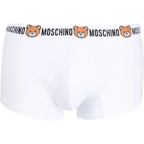 Bottoms, male, , Size: XS Stretch-Cotton Boxers with Teddy Bear Motif - Moschino - Modalova