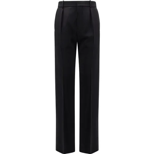 Straight Trousers, male, , Size: XL Wool Hook Zip Trousers - Saint Laurent - Modalova