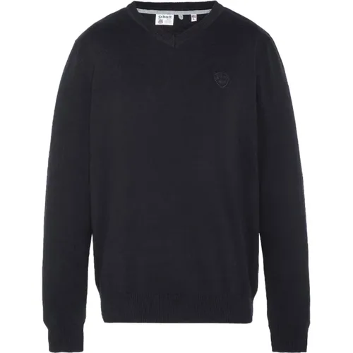 Baumwoll V-Ausschnitt Pullover , Herren, Größe: L - Schott NYC - Modalova