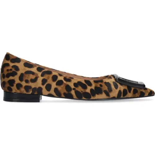 Leoparden Flache Schuhe Braun , Damen, Größe: 38 EU - Bibi Lou - Modalova