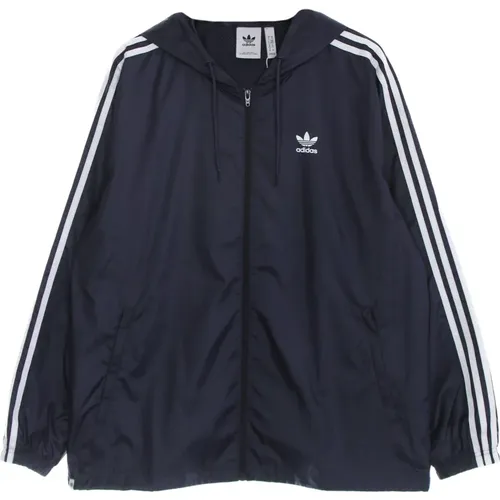 Light Jackets, male, , Size: XL 3-Stripes Windbreaker Shadow Navy - Adidas - Modalova