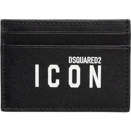 Wallets & Cardholders, male, , Size: ONE SIZE Plain Credit Card Holder with Logo - Dsquared2 - Modalova