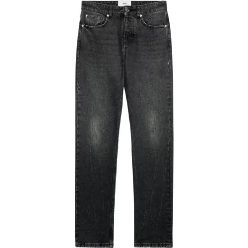 Schwarze Logo-Patch Straight-Leg Jeans , Herren, Größe: W29 - Ami Paris - Modalova