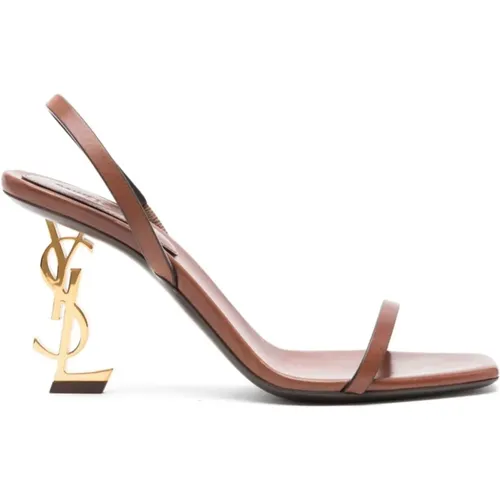 Leather Sandals Square Toe , female, Sizes: 3 UK, 5 UK, 7 UK, 4 1/2 UK - Saint Laurent - Modalova