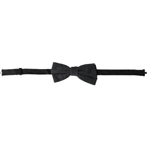 Bowties, male, , Size: ONE SIZE Adjustable Dark Silk Men's Bow Tie - Dolce & Gabbana - Modalova