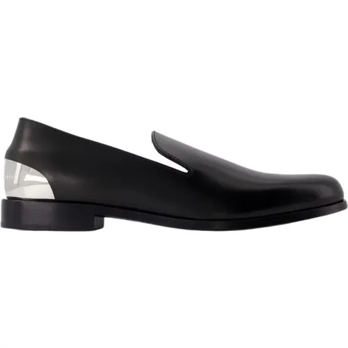 Loafers, male, , Size: 6 US Metal Heel Loafers - Leather - /Silver - alexander mcqueen - Modalova