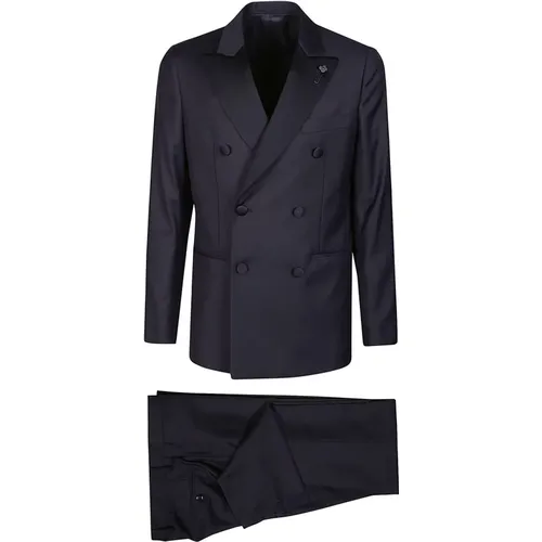 Double Breasted Suits, male, , Size: XL Elegant Double-Breasted Suit Set - Lardini - Modalova