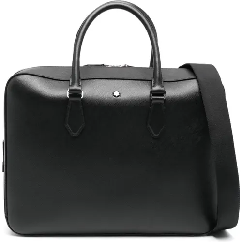 Schwarze Texturierte Leder Business Tasche - Montblanc - Modalova