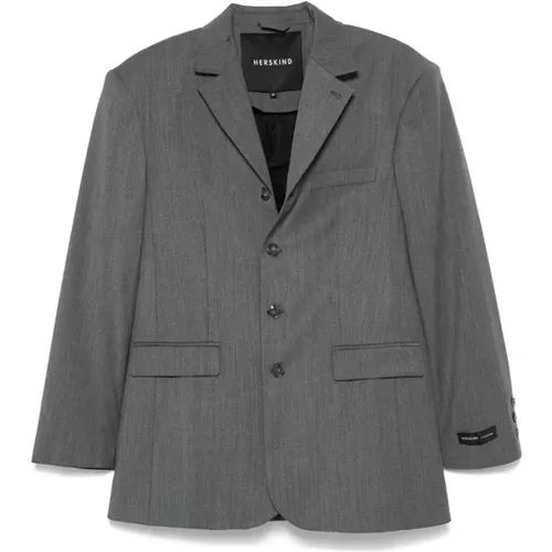 Blazers, female, , Size: XS Slate Grey Blazer with Off-Center Button - Birgitte Herskind - Modalova