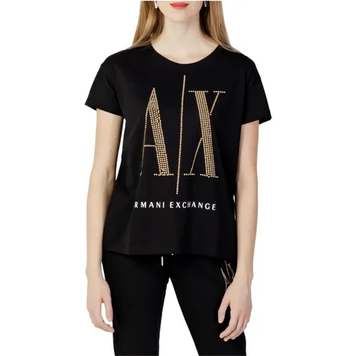 Frühling/Sommer Damen T-Shirt 100% Baumwolle , Damen, Größe: S - Armani Exchange - Modalova