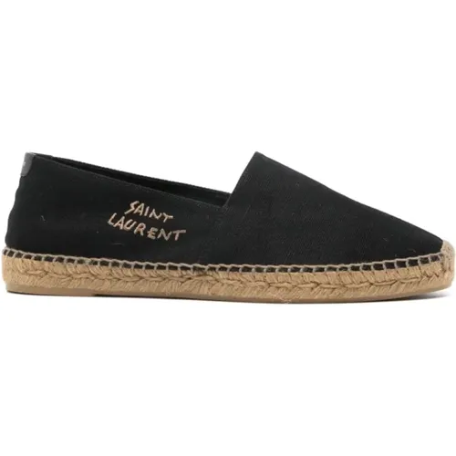 Espadrilles, male, , Size: 9 US Canvas Espadrilles with Embroidered Logo - Saint Laurent - Modalova