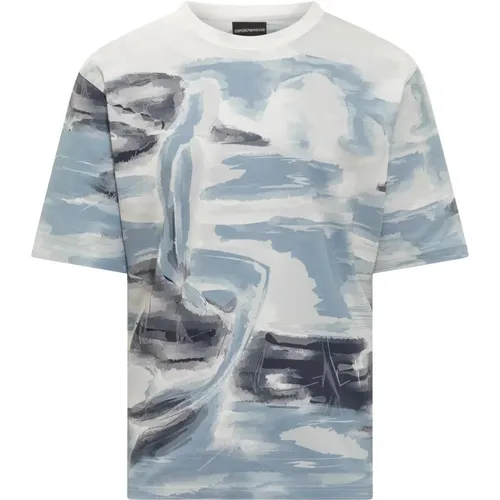 Kurzarm All Over Print T-Shirt - Emporio Armani - Modalova