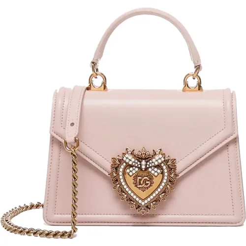 White Calfskin Heart Bag , female, Sizes: ONE SIZE - Dolce & Gabbana - Modalova