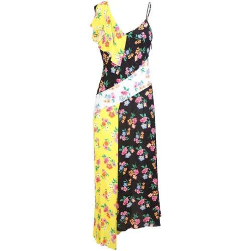 Multicolor Asymmetrical Dress with All-Over Print , female, Sizes: XS - Msgm - Modalova