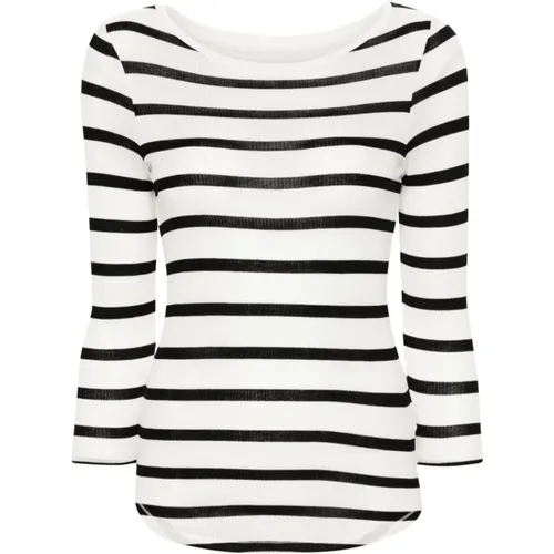 Striped T-shirt and Polo Collection , female, Sizes: L, S - majestic filatures - Modalova