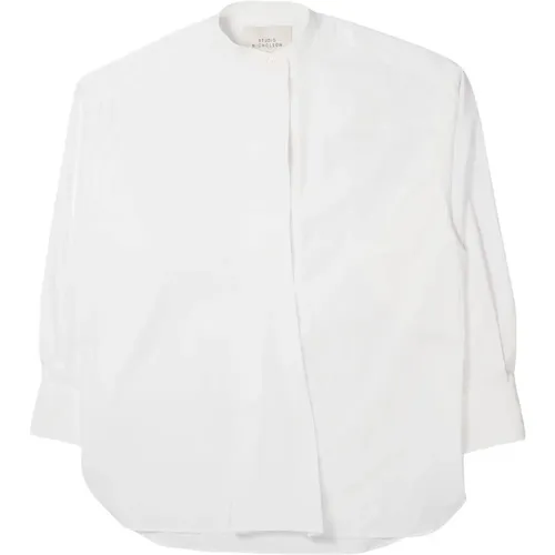 Half Placket camicia bianca in cotone , female, Sizes: M, XS, S - Studio Nicholson - Modalova