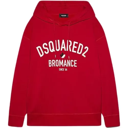 Hoodies, male, , Size: M Oversized Cotton Sweatshirt with Hood - Dsquared2 - Modalova