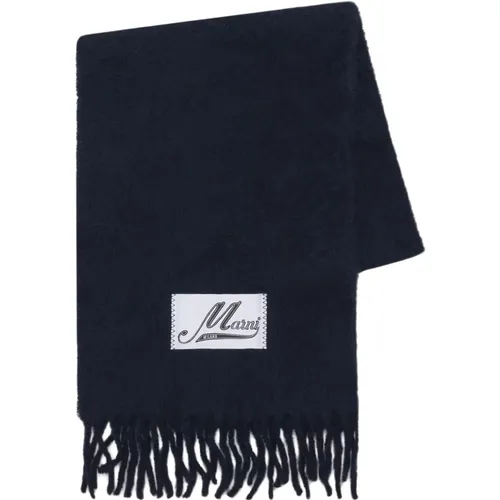 Winter Scarves, male, , Size: ONE SIZE Brushed alpaca scarf with fringes - Marni - Modalova