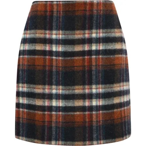 Grey Wool Check Skirt , female, Sizes: XS, 2XS - Max Mara Weekend - Modalova