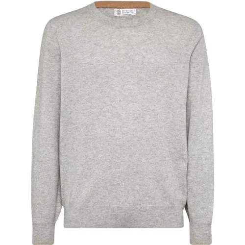 Grey Cashmere Crewneck Sweater , male, Sizes: S, XL, L, 4XL, 3XL, 2XL, M - BRUNELLO CUCINELLI - Modalova