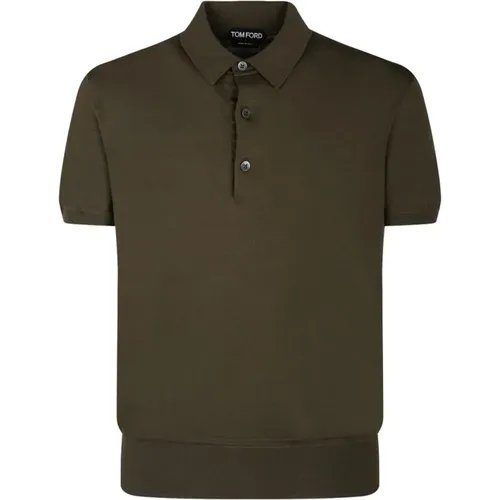 Dark Olive Polo Shirt with Classic Style , male, Sizes: L, M - Tom Ford - Modalova
