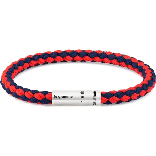 Bracelets, unisex, , Size: S Navy Red Nato Cable Bracelet - Le Gramme - Modalova