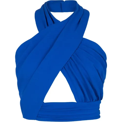Draped jersey crop top , female, Sizes: XL, XS, M, S, L - Balmain - Modalova