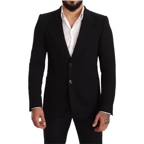 Blazers, male, , Size: M Cotton Slim Fit Coat Jacket Blazer - Dolce & Gabbana - Modalova